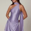 Kiraz Asymmetric Scarf-Detail Mini Dress in Lilac