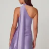 Kiraz Asymmetric Scarf-Detail Mini Dress in Lilac