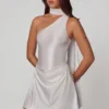 Kiraz Asymmetric Scarf-Detail Mini Dress in White Kiraz Asymmetric Scarf-Detail Mini Dress in White