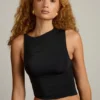 Kirbie Asymmetric Ruched Tank Top in Black