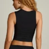 Kirbie Asymmetric Ruched Tank Top in Black