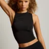 Kirbie Asymmetric Ruched Tank Top in Black