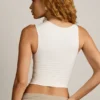 Kirbie Asymmetric Ruched Tank Top in Vanilla