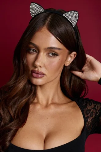 Kitty Cat Ears Headband in Black