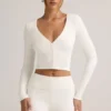 Kiva Modal Ribbed Cropped Cardigan in White