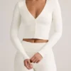 Kiva Modal Ribbed Cropped Cardigan in White