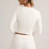 Kiva Modal Ribbed Cropped Cardigan in White
