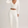 Kiva Modal Ribbed Cropped Cardigan in White