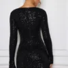 Kiyara Embellished A-Line Mini Dress in Black
