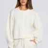 Knit Cropped Cardigan in Ivory