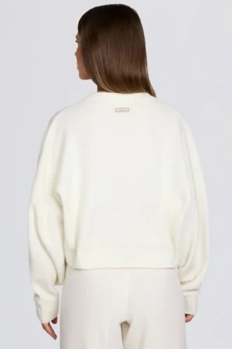 Knit Cropped Cardigan in Ivory