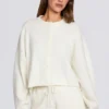 Knit Cropped Cardigan in Ivory