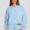 Knit Cropped Cardigan in Powder Blue