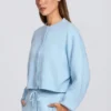 Knit Cropped Cardigan in Powder Blue