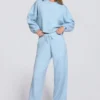 Knit Cropped Cardigan in Powder Blue