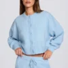 Knit Cropped Cardigan in Powder Blue