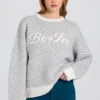 Knit Logo Oversized Jumper in Ice
