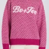 Knit Logo Oversized Jumper in Magenta Pink