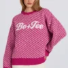 Knit Logo Oversized Jumper in Magenta Pink