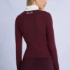 Knit Long-Sleeve Fitted Top in Burgundy