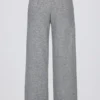 Knit Mid-Rise Wide-Leg Joggers in Grey