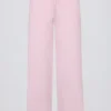 Knit Mid-Rise Wide-Leg Joggers in Soft Pink