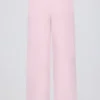 Knit Mid-Rise Wide-Leg Joggers in Soft Pink