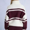 Knit Turtleneck Oversized Jumper in Burgundy
