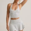 Kori Modal Halterneck Tank Top in Blue Yellow Stripe