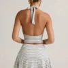 Kori Modal Halterneck Tank Top in Blue Yellow Stripe
