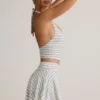 Kori Modal Halterneck Tank Top in Blue Yellow Stripe