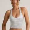 Kori Modal Halterneck Tank Top in Blue Yellow Stripe