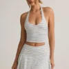 Kori Modal Halterneck Tank Top in Blue Yellow Stripe