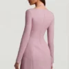 Ksenia Pinstripe Structured A-Line Mini Dress in Mauve