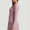Ksenia Pinstripe Structured A-Line Mini Dress in Mauve