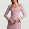 Ksenia Pinstripe Structured A-Line Mini Dress in Mauve