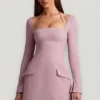 Ksenia Pinstripe Structured A-Line Mini Dress in Mauve