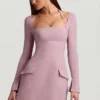 Ksenia Pinstripe Structured A-Line Mini Dress in Mauve
