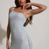 Kylie Embellished Asymmetric Ultra Mini Dress in Aqua