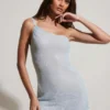 Kylie Embellished Asymmetric Ultra Mini Dress in Aqua