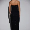La Rochette Embellished Bandeau Cowl Neck Maxi Dress in Black