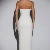 La Rochette Embellished Bandeau Cowl Neck Maxi Dress in Ivory