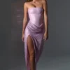 La Rochette Embellished Bandeau Cowl-Waist Maxi Dress in Pink