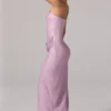 La Rochette Embellished Bandeau Cowl-Waist Maxi Dress in Pink