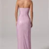 La Rochette Embellished Bandeau Cowl-Waist Maxi Dress in Pink