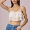 Lacie Ruffled Cropped Camisole Top in Ivory