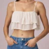 Lacie Ruffled Cropped Camisole Top in Ivory