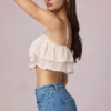 Lacie Ruffled Cropped Camisole Top in Ivory