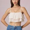 Lacie Ruffled Cropped Camisole Top in Ivory