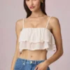 Lacie Ruffled Cropped Camisole Top in Ivory